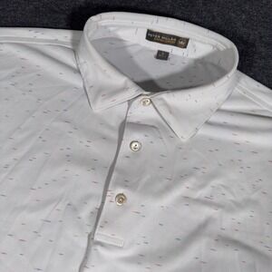 Peter Millar Polo Shirt Mens Large Red Blue White Summer Comfort Golf Pattern